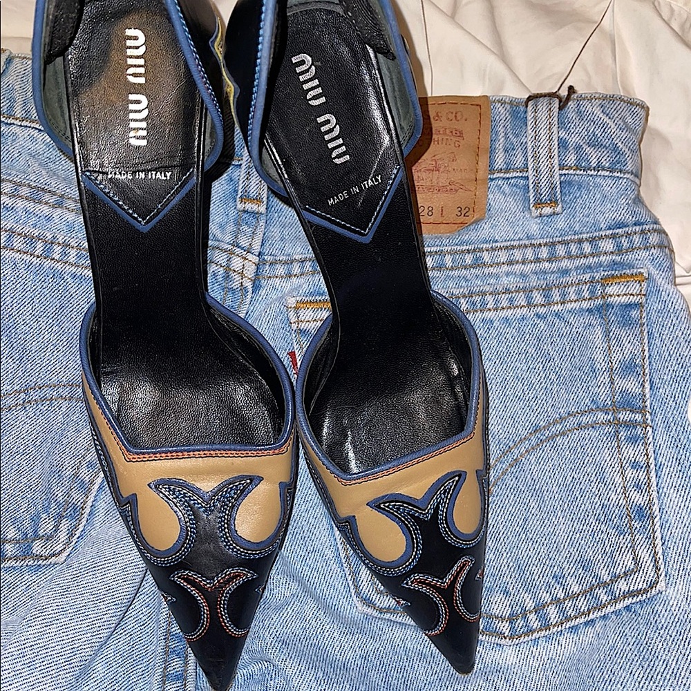 Vintage Miu Miu western pin heels